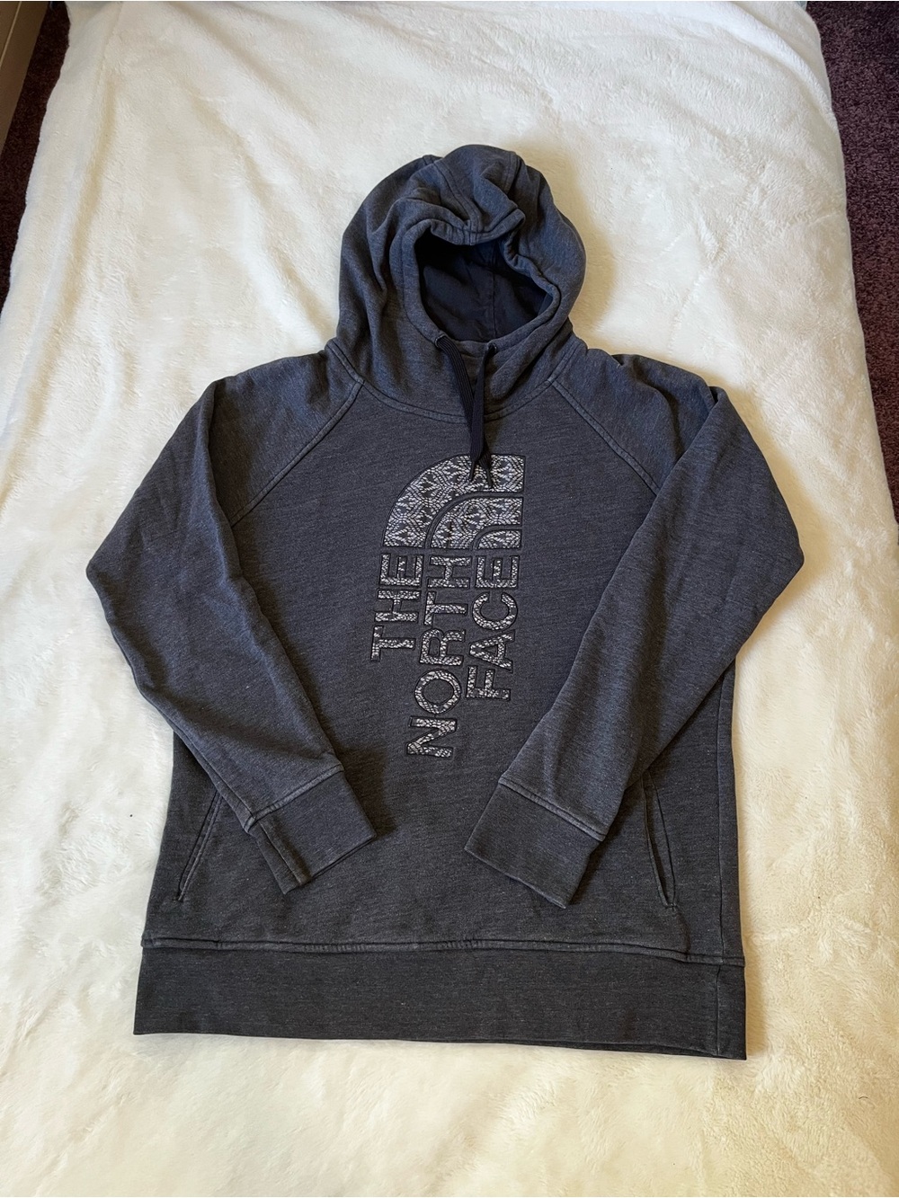 The North Face Dark Gray Pullover Hoodie with Logo